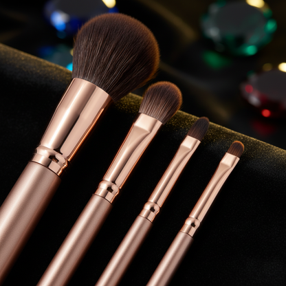 Rose Gold Brush Set – black velvet dramatic editorial