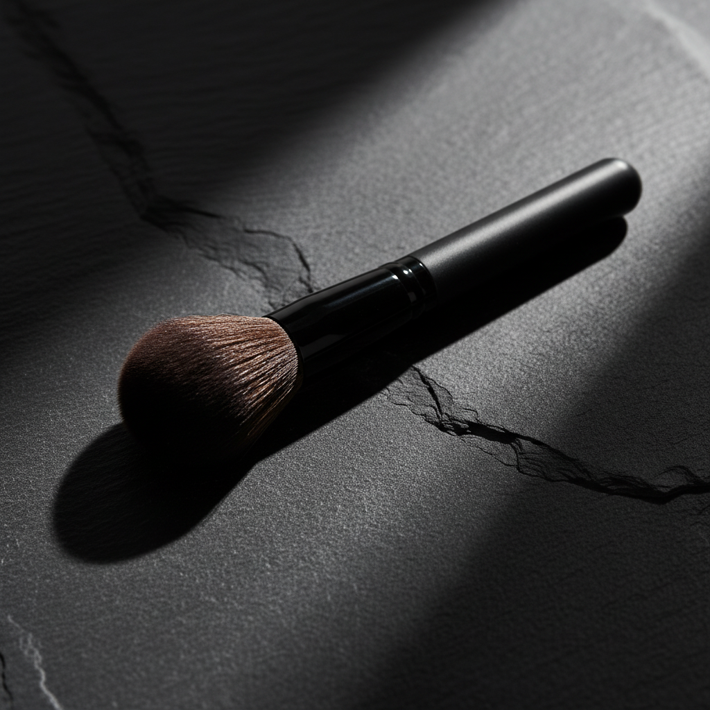 Large powder brush – dark charcoal slate editorial