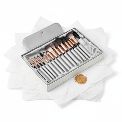 15-piece brush set – luxury silver gift box packaging
