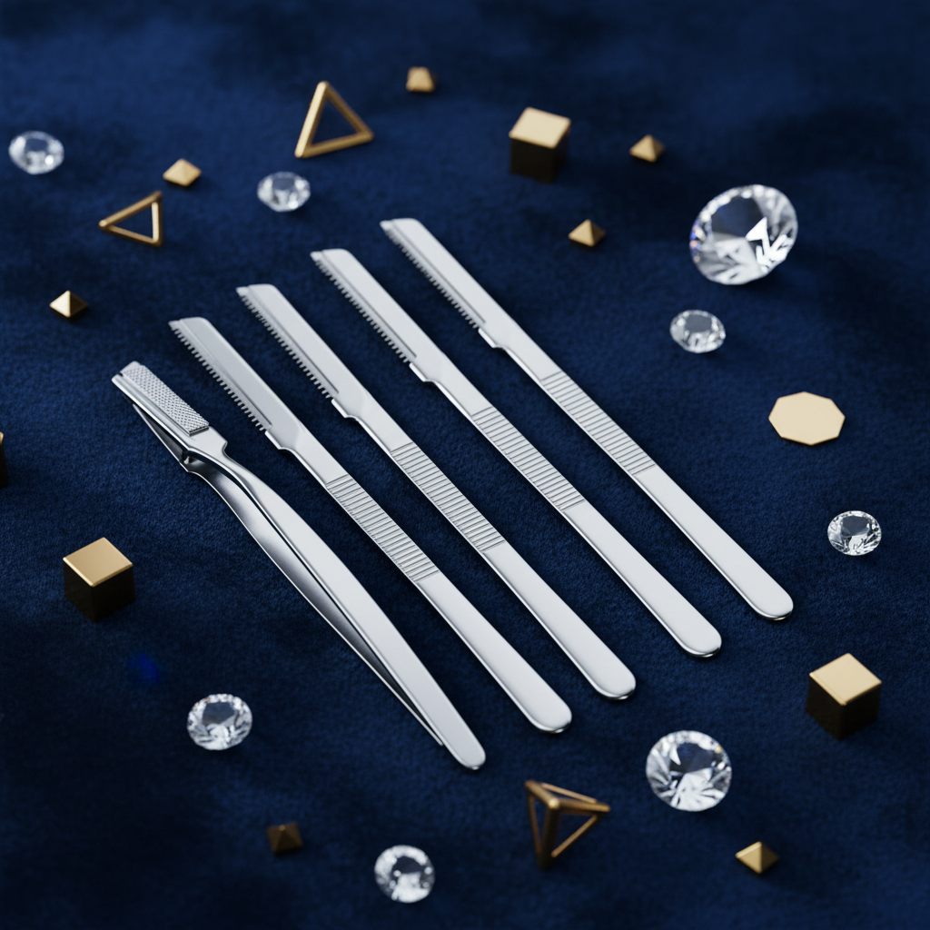 5-piece brow set – navy velvet crystal luxury
