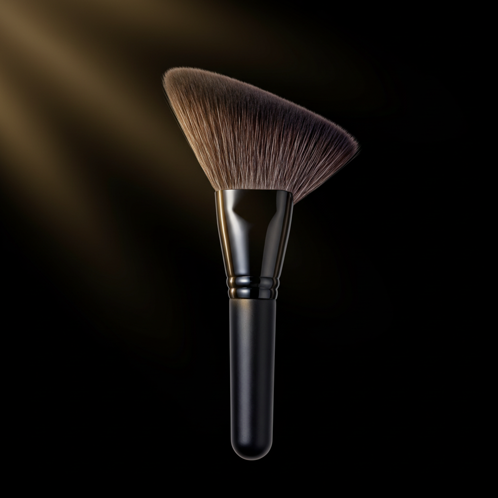 Pro Angled Fan Brush – dramatic black background
