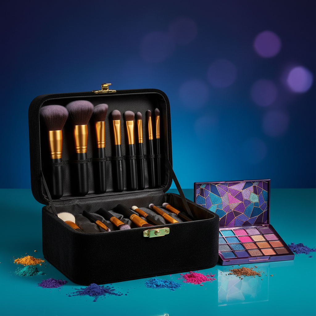 Brush set in luxury black velvet case
