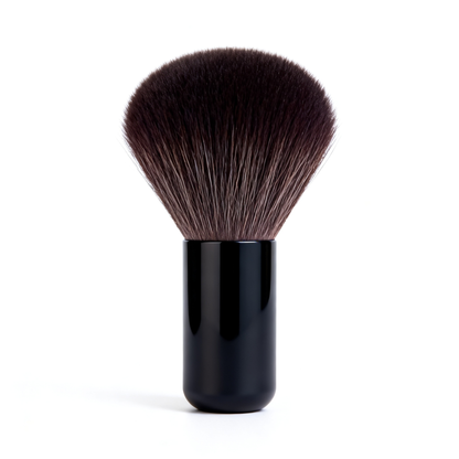 Oversized fluffy kabuki powder brush with black cylindrical handle