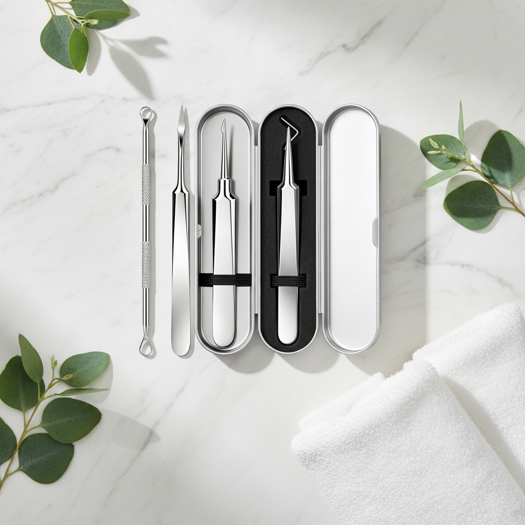 Blackhead tool set – marble spa lifestyle flatlay