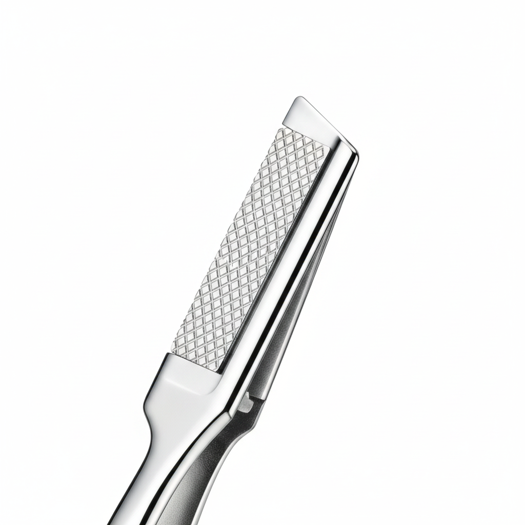 Eyebrow razor blade tip – macro detail shot