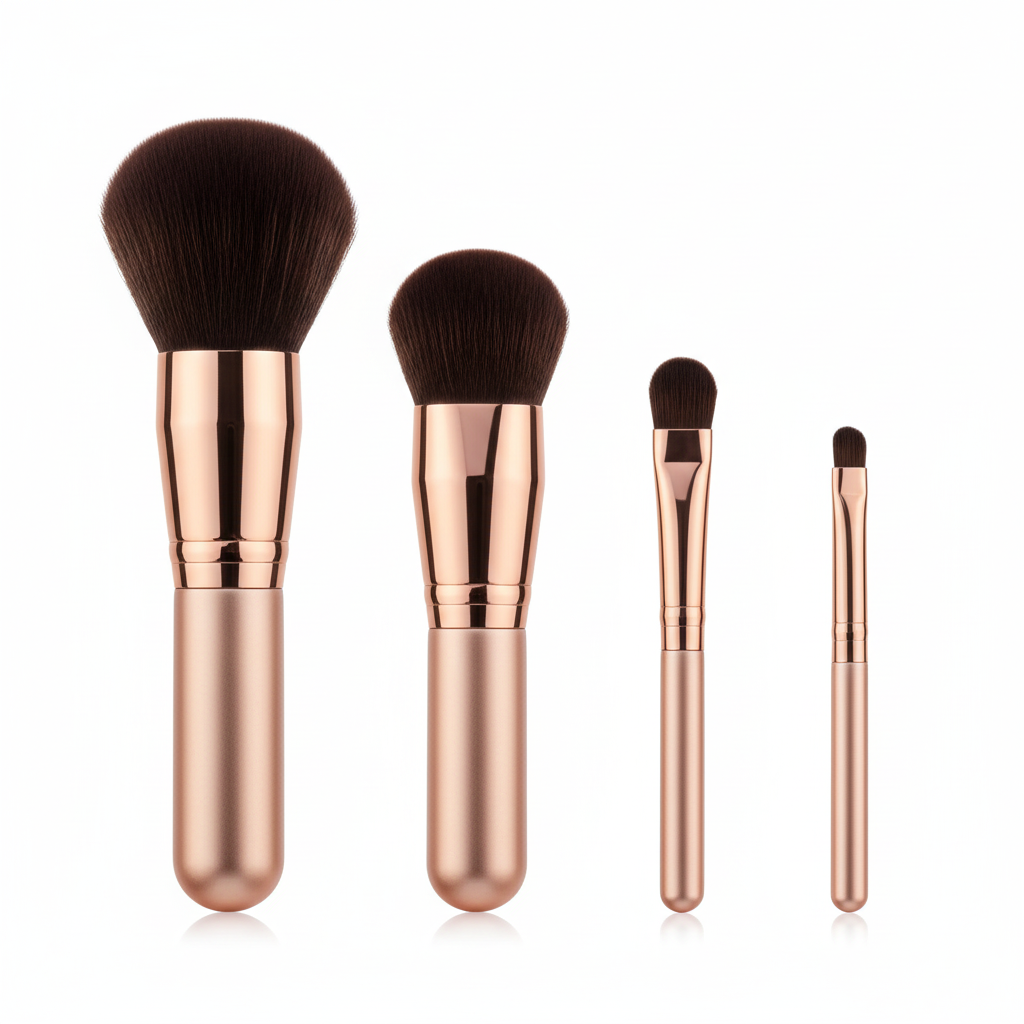 Rose Gold 4-Piece Brush Set – complete full set white background
