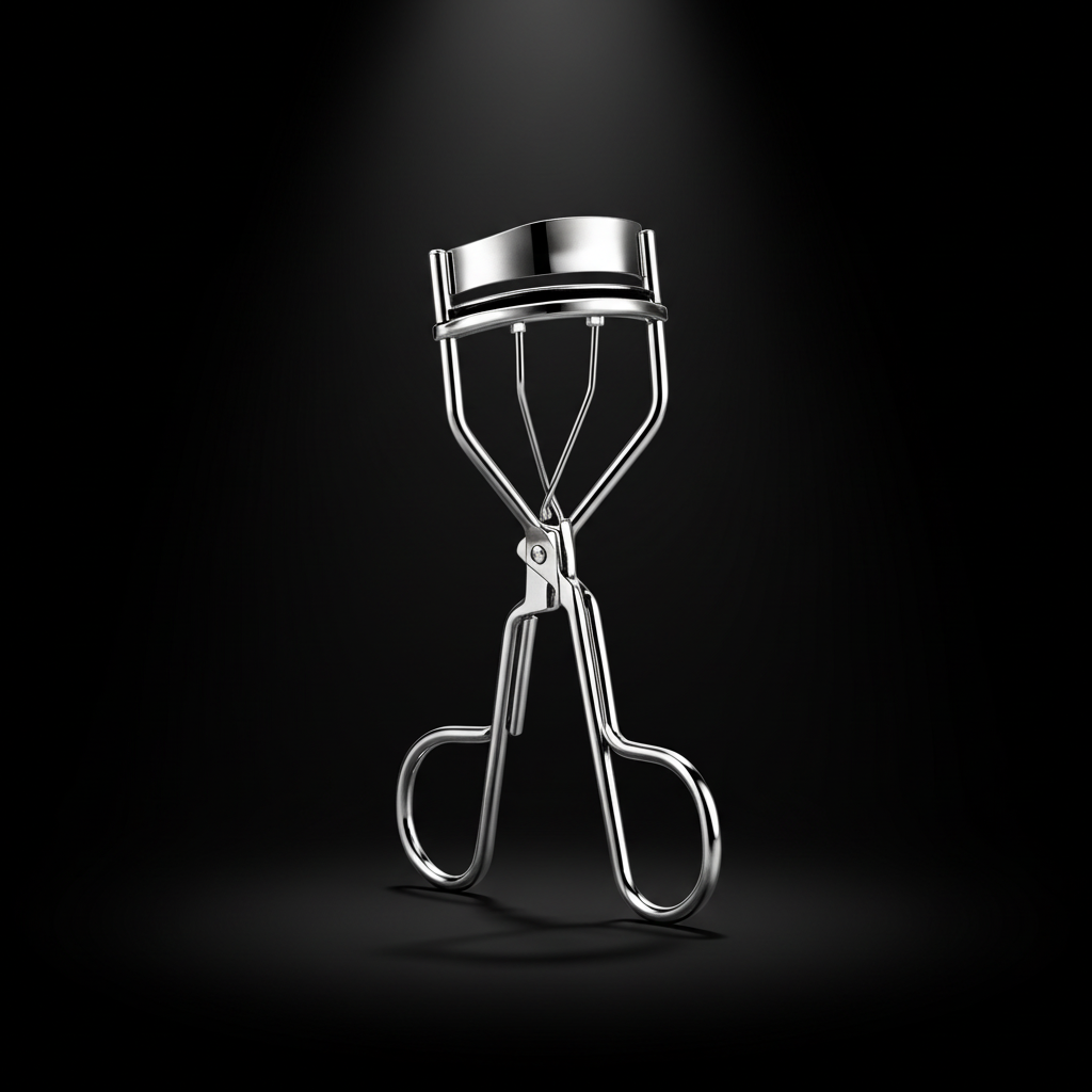 Eyelash curler – dramatic black background editorial