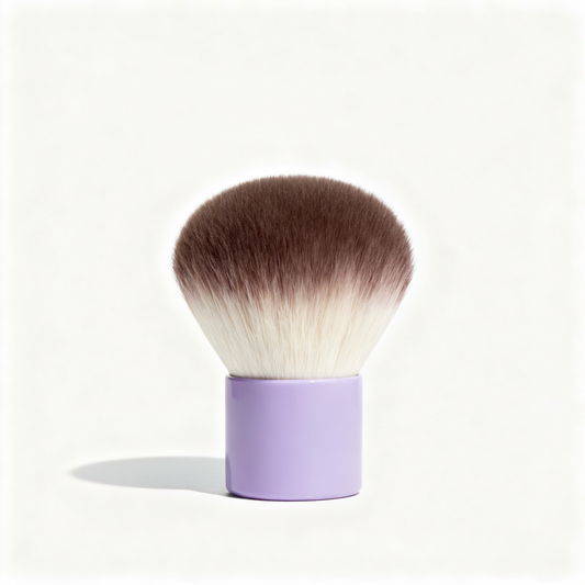 Kabuki brush lavender handle white background product shot
