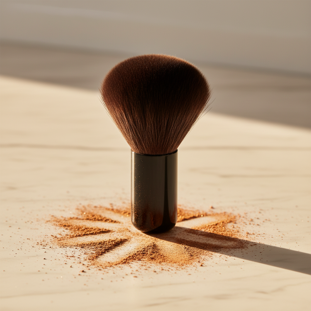 Kabuki brush – golden hour marble vanity lifestyle