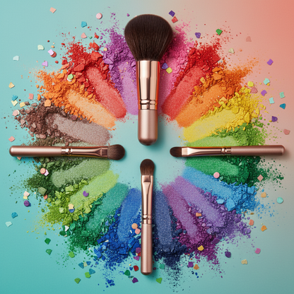 Rose Gold Brush Set – colorful editorial flatlay