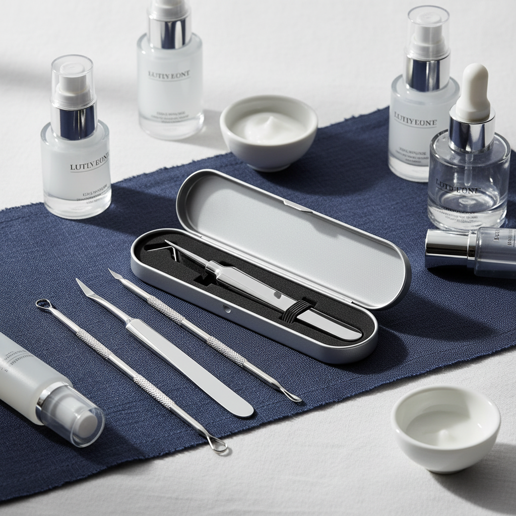 Blackhead tool set – navy linen clinical luxury