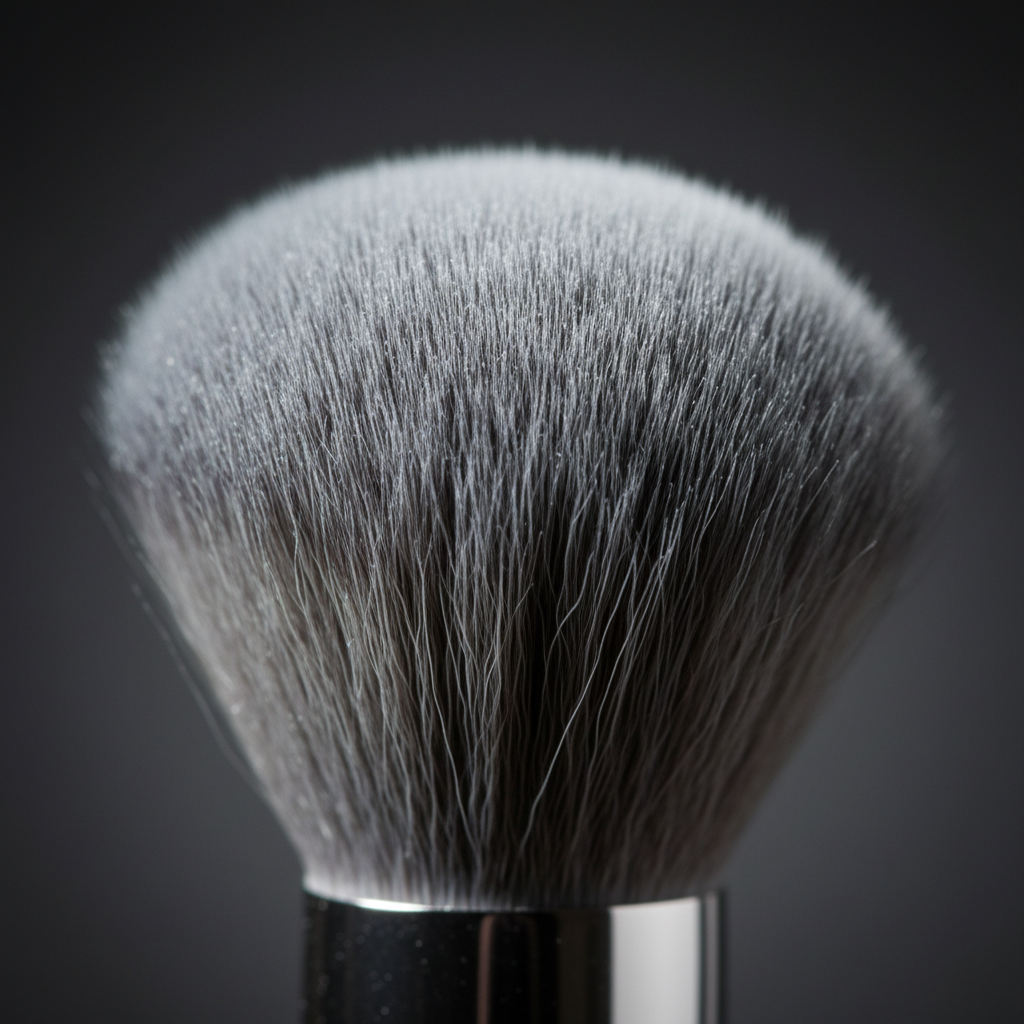 Macro close-up of soft gray brush bristles texture