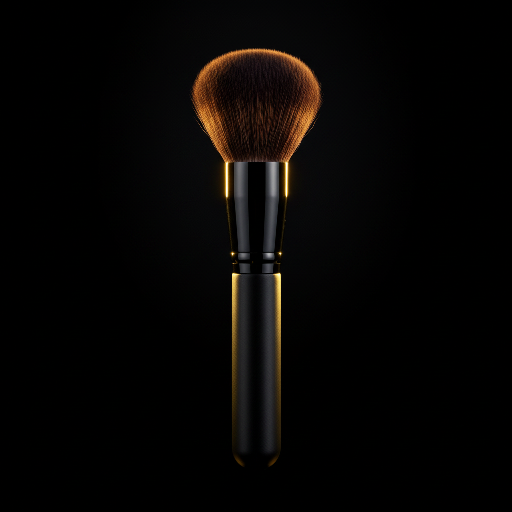 Large powder brush – dramatic black background editorial