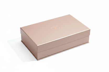 Beige magnetic gift box closed – luxury packaging shot